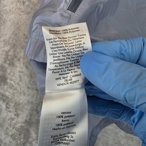 Eddie Bauer Jacket Womens Medium Light Blue Hooded Windbreaker Rain Shell Coat - Picture 12 of 15